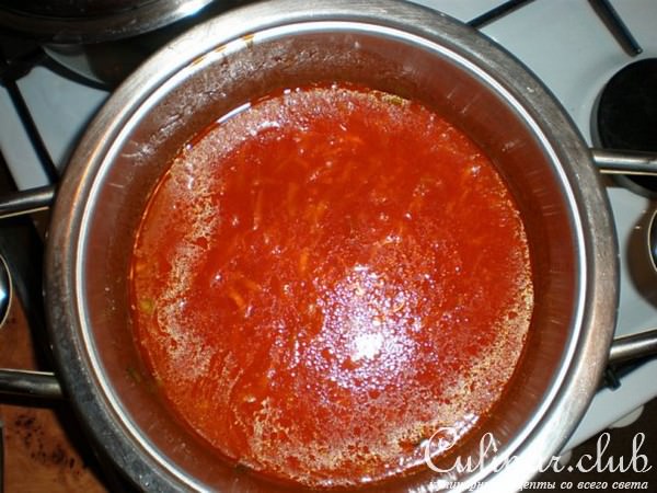 Томатный крем-суп с макаронами