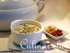 Фасолевый суп-пюре с грушей и беконом