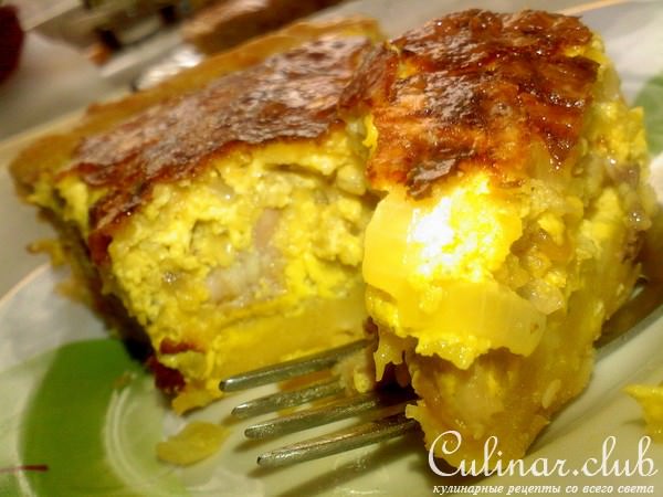 Пирог/киш с курицей и яблоками
