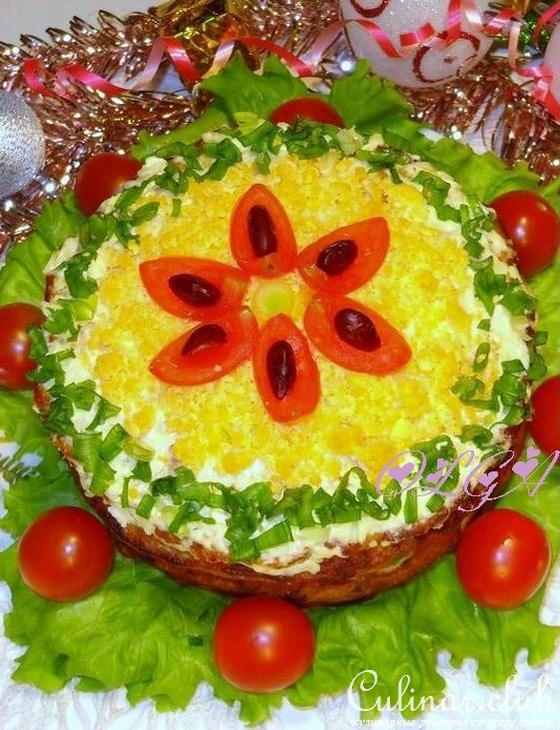 Трехцветный закусочный торт "Фасолька"