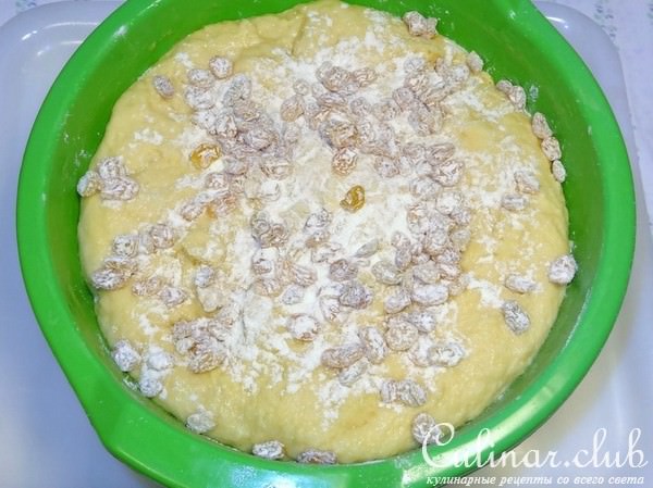Пасхальный кулич c изюмом и цукатами
