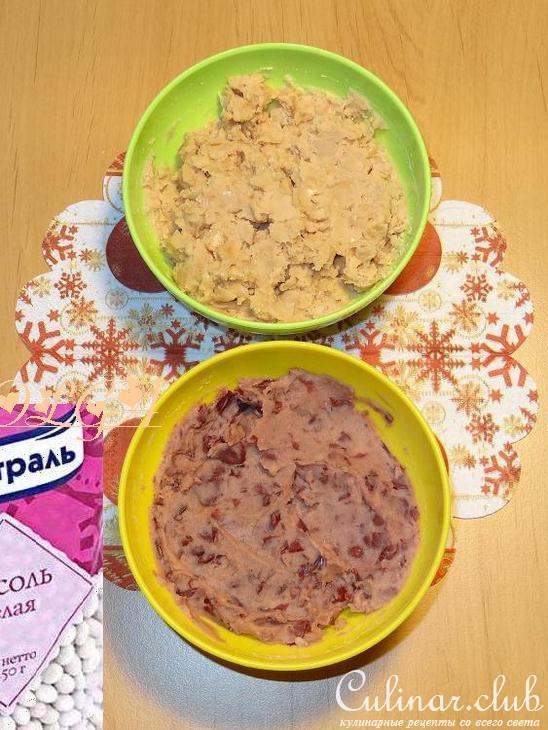 Трехцветный закусочный торт "Фасолька"
