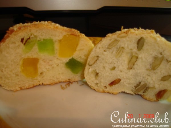 Булочки с тыквенными семечками и с цукатами 